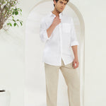 Relaxed Fit 100% Linen Shirt | White