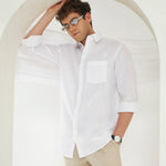 Relaxed Fit 100% Linen Shirt | White