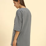 AE Oversized French Terry Crew Neck T-Shirt | Dark Grey | Woman