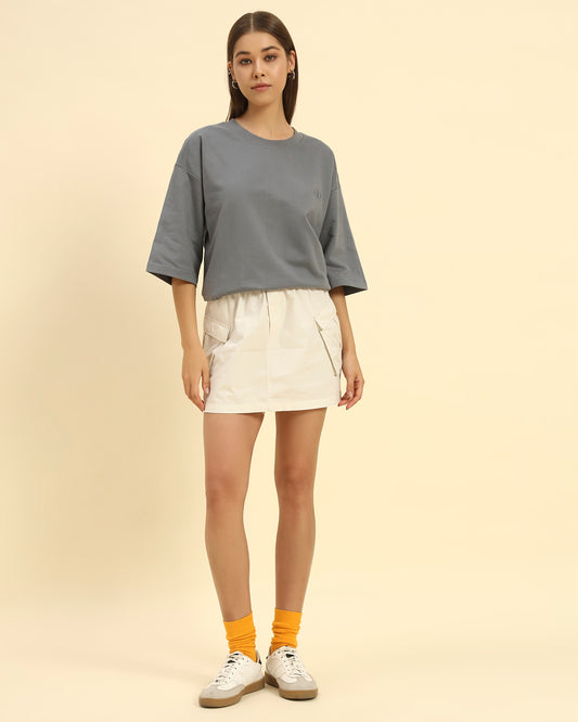 AE Oversized French Terry Crew Neck T-Shirt | Dark Grey | Woman