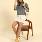 AE Oversized French Terry Crew Neck T-Shirt | Dark Grey | Woman