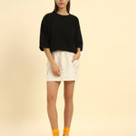 AE Oversized French Terry Crew Neck T-Shirt | Black | Woman