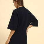 AE Oversized French Terry Crew Neck T-Shirt | Navy Blue | Woman