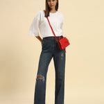 AE Oversized French Terry Crew Neck T-Shirt | White | Woman