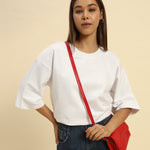 AE Oversized French Terry Crew Neck T-Shirt | White | Woman