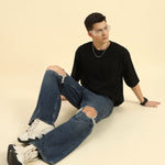 AE Oversized French Terry Crew Neck T-Shirt | Black | Men