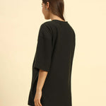 Side and back profile of the Dark Green Oversized T-Shirt highlighting the premium drape and loose silhouette