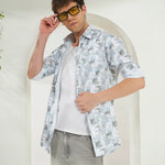 Classic Fit Printed French Cotton-Viscose Shirt | Abstract Print