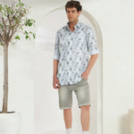 Classic Fit Printed French Cotton-Viscose Shirt | Abstract Print