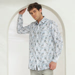 Classic Fit Printed French Cotton-Viscose Shirt | Abstract Print