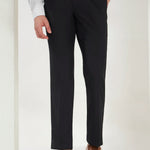 Pleated Tailored Fit Terry-Rayon Trousers | Black