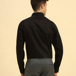 Classic Fit Giza Cotton Satin Shirt | Black