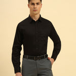 Classic Fit Giza Cotton Satin Shirt | Black