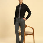 Classic Fit Giza Cotton Satin Shirt | Black