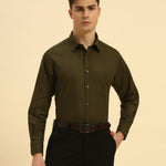 Relaxed Fit Italian Cotton-Linen Shirt | Dark Green