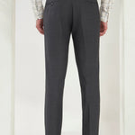 Pleated Tailored Fit Terry-Rayon Trousers | Dark Grey