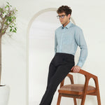 Classic Fit Striped Poly-Viscose Shirt | Green-Blue
