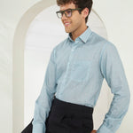 Classic Fit Striped Poly-Viscose Shirt | Green-Blue