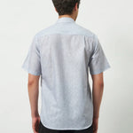Relaxed Fit Linen Rose Half Sleeve Shirt | Light Grey
