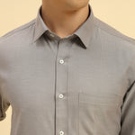 Classic Fit Textured Cotton-Blend Shirt | Grey