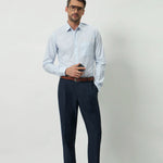 Classic Fit Stripes 100% Cotton Shirt | White & Light Blue