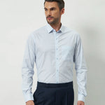 Classic Fit Stripes 100% Cotton Shirt | White & Light Blue