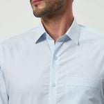 Classic Fit Stripes 100% Cotton Shirt | White & Light Blue