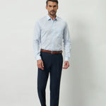 Classic Fit Stripes 100% Cotton Shirt | White & Light Blue