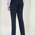 Pleated Tailored Fit Terry-Rayon Trousers | Navy Blue