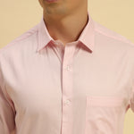 Classic Fit Textured Cotton Shirt | Light Pink