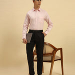 Classic Fit Textured Cotton Shirt | Light Pink
