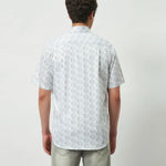 Relaxed Fit Heritage Print 100% Cotton Half Sleeve Shirt | Ivory Green