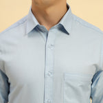 Classic Fit Corded Cotton-Blend Shirt | Sky Blue