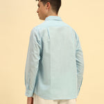 Relaxed Fit Italian Cotton-Linen Shirt | Sky Blue