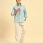 Relaxed Fit Italian Cotton-Linen Shirt | Sky Blue