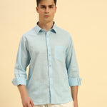 Relaxed Fit Italian Cotton-Linen Shirt | Sky Blue