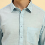 Relaxed Fit Italian Cotton-Linen Shirt | Sky Blue
