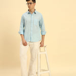 Relaxed Fit Italian Cotton-Linen Shirt | Sky Blue
