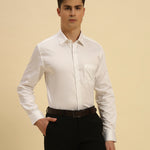 Classic Fit Giza Cotton Satin Shirt | White