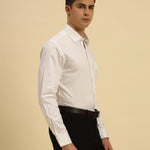 Classic Fit Giza Cotton Satin Shirt | White