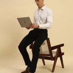 Classic Fit Giza Cotton Satin Shirt | White