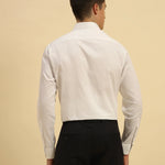 Back view of the White Aeternum Men's Supima Cotton Shirt demonstrating the structured shoulder line and clean fit.