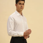 Aeternum Men's Classic Fit Supima Cotton Shirt in White - Front view showing the crisp, clean button-down design