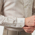 Classic Fit Striped Poly-Viscose Shirt | Yellow-Grey