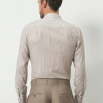 Classic Fit Striped Poly-Viscose Shirt | Yellow-Grey