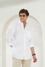 Relaxed Fit 100% Linen Shirt | White