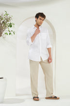 Relaxed Fit 100% Linen Shirt | White