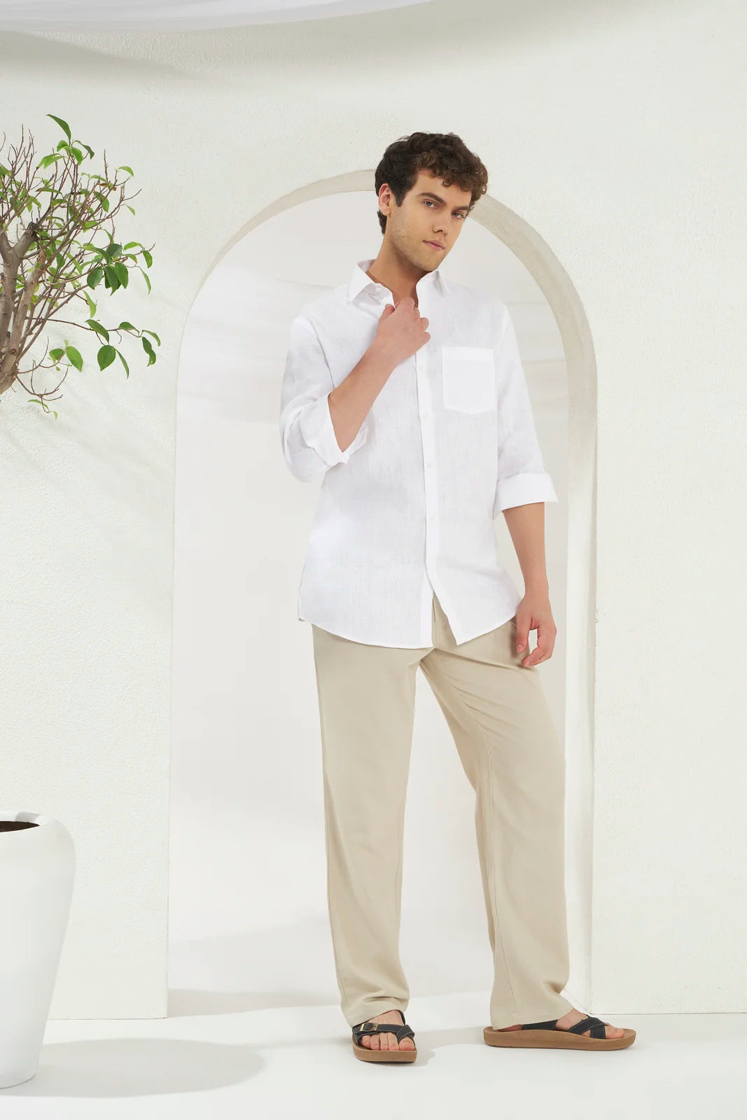 Relaxed Fit 100% Linen Shirt | White