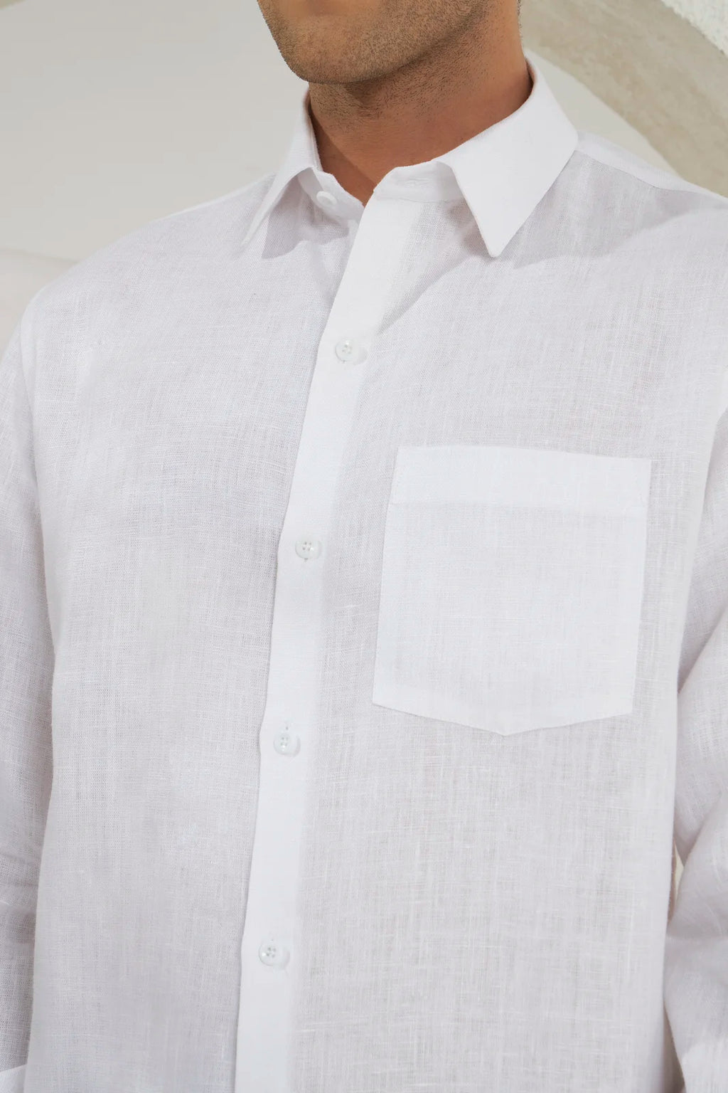 Relaxed Fit 100% Linen Shirt | White