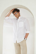 Relaxed Fit 100% Linen Shirt | White